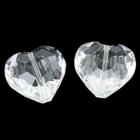 Abalorios de Cristal con Forma de Corazón, transparente & facetas, 19x18x10mm, agujero:aproximado 1mm, 100PCs/Bolsa, Vendido por Bolsa