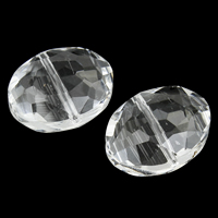 Abalorios de Cristal con Forma Oval, Redondo Aplanado, transparente & facetas, 16x12x8mm, agujero:aproximado 1mm, 100PCs/Bolsa, Vendido por Bolsa