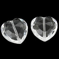 Abalorios de Cristal con Forma de Corazón, transparente & facetas, 22x22x9mm, agujero:aproximado 1mm, 100PCs/Bolsa, Vendido por Bolsa