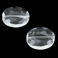 Abalorios de Cristal con Forma Oval, Redondo Aplanado, transparente & facetas, 24x20x11mm, agujero:aproximado 1mm, 100PCs/Bolsa, Vendido por Bolsa