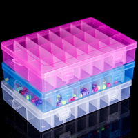 Plastic Bead Container, Rectangle, transparent & 24 cells 