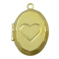 Brass Locket Pendants, Flat Oval, plated, with heart pattern Approx 2mm 