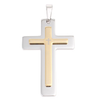 Нержавеющая сталь крест подвески, нержавеющая сталь, Kресты, Другое покрытие, двухцветный отверстие:Приблизительно продается PC
