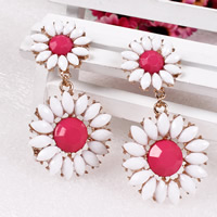 Fashion Statement Earring, Zinc Alloy, stainless steel post pin, Flower, gold color plated, with resin rhinestone, nickel, lead & cadmium free 