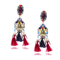 Fashion Statement Earring, Zinc Alloy, with Nylon Cord & Resin, stainless steel post pin, antique gold color plated, with rhinestone, nickel, lead & cadmium free 