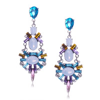 Fashion Statement Earring, Zinc Alloy, with Glass, stainless steel post pin, antique silver color plated, with acrylic rhinestone & faceted, nickel, lead & cadmium free 