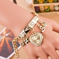 Fashion Watch Bracelet, Zinc Alloy, with Glass, Chinese movement, word love, gold color plated, twist oval chain & for woman & with rhinestone, 24.50mm Approx 9.2 Inch 