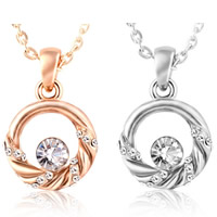 Crystal Zinc Alloy Pendants, with Crystal, Flat Round, plated, faceted & with rhinestone nickel, lead & cadmium free Approx 2-5mm 
