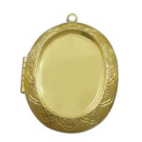 Brass Locket Pendants, Flat Oval, plated Approx 2mm, Inner Approx 