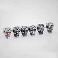 Titanium Steel Stud Earring, Skull, with rhinestone & blacken 