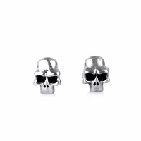 Titanium Steel Stud Earring, Skull, blacken, 7.50mm 