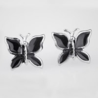 Titanium Steel Stud Earring, Butterfly, enamel, original color 
