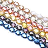 Perles de cristal ovales, ovale plat, Placage coloré, facettes, plus de couleurs à choisir Environ 1mm Environ 25 pouce, Environ Vendu par brin