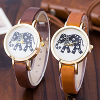 Bracelets de montre pour femmes, alliage de zinc, avec cuir de peau de vache & verre, mouvement chinoise, Placage, réglable, plus de couleurs à choisir, 30mm, 10mm Environ 9 pouce, Vendu par PC