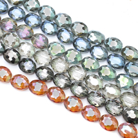 Oval Crystal Beads, Flat Oval, colorful plated, faceted Approx 1.5mm Approx 27.5 Inch, Approx 