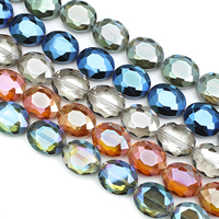 Oval Crystal Beads, Flat Oval, colorful plated, faceted Approx 2mm Approx 23.5 Inch, Approx 