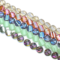 Twist Kristall Perlen, flache Runde, bunte Farbe plattiert, facettierte, mehrere Farben vorhanden, 18x8mm, Bohrung:ca. 1mm, Länge:ca. 24 ZollInch, ca. 35PCs/Strang, verkauft von Strang