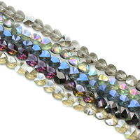 Abalorios de Cristal con Forma de Corazón, chapado en colorido, facetas, más colores para la opción, 10x10x7mm, agujero:aproximado 1mm, longitud:aproximado 29 Inch, aproximado 70PCs/Sarta, Vendido por Sarta