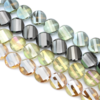 Perlas de cristal de la torcedura, Trenzado, chapado en colorido, facetas, más colores para la opción, 22x9mm, agujero:aproximado 1mm, longitud:aproximado 22 Inch, aproximado 25PCs/Sarta, Vendido por Sarta