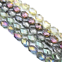 Perlas de cristal de moda, Octágono, chapado en colorido, facetas, más colores para la opción, 13x18x9mm, agujero:aproximado 1.5mm, longitud:aproximado 24 Inch, aproximado 35PCs/Sarta, Vendido por Sarta