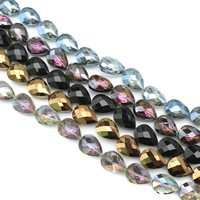 Teardrop Crystal Beads, colorful plated, faceted Approx 1.5mm Approx 23.5 Inch, Approx 