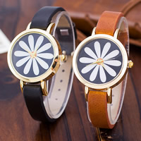 Bracelets de montre pour femmes, alliage de zinc, avec cuir de peau de vache & verre, mouvement chinoise, Placage de couleur d'or, réglable, plus de couleurs à choisir, 40mm, 20mm Environ 9.6 pouce, Vendu par PC