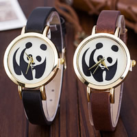 Women Wrist Watch, Zinc Alloy, with Cowhide & Glass, Chinese movement, gold color plated, adjustable 30mm, 10mm Approx 9 Inch 