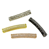 Cubic Zirconia Micro Pave Brass Beads, Curved Tube, plated, micro pave cubic zirconia & hollow Approx 2.5mm 