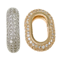 Cubic Zirconia Micro Pave Brass Beads, plated, micro pave cubic zirconia & large hole Approx 