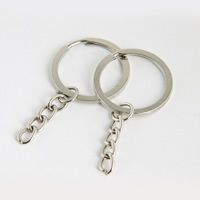 Zink Legierung Schlüssel Split Ring   , Zinklegierung, Kreisring, Nickel plattiert, mit Verlängerungskettchen, 30x1.7mm, verkauft von PC