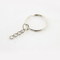 Zink Legierung Schlüssel Split Ring   , Zinklegierung, Kreisring, Nickel plattiert, mit Verlängerungskettchen, 25x1.5mm, verkauft von PC