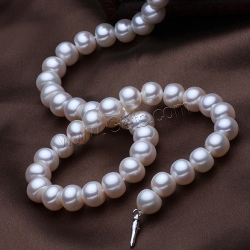 Natural Freshwater Pearl Necklace, brass bayonet clasp, Dome, different size for choice, white, Length:Approx 17 Inch, Sold By Strand
