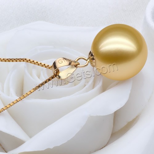 Golden South Sea Pearl Pendant, with Brass, Round, natural, different size for choice, Hole:Approx 2-7mm, Sold By PC