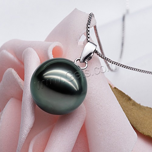 Tahitian Pearls Pendant, with Brass, Round, natural, different size for choice, black, Hole:Approx 2-7mm, Sold By PC