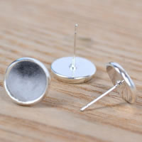 Brass Earring Stud Component, platinum color plated 
