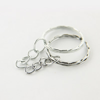 Zinc Alloy Key Split Ring, Donut, nickel plated, with extender chain 