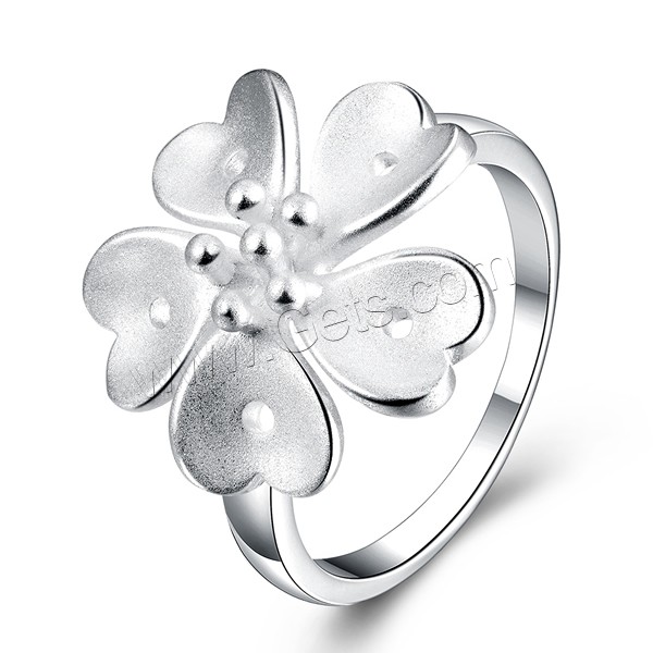 Favourer ® палец кольцо, Латунь, Форма цветка, плакированный настоящим серебром, разный размер для выбора, 19x19mm, продается PC