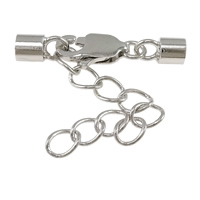 Sterling Silver Lobster Claw Cord Clasp, 925 Sterling Silver, plated, with end cap Approx 1.8mm 