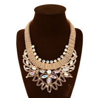 Crystal Zinc Alloy Necklace, with Crystal, with 7cm extender chain, gold color plated, faceted & with rhinestone, nickel, lead & cadmium free, 95mm Approx 21 Inch 