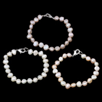Cultured Freshwater Pearl Bracelets, brass clasp, Baroque, natural 8-9mm Approx 7.5 Inch 