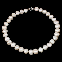 Natural Freshwater Pearl Necklace, brass clasp, Baroque  white, 12-16mm 