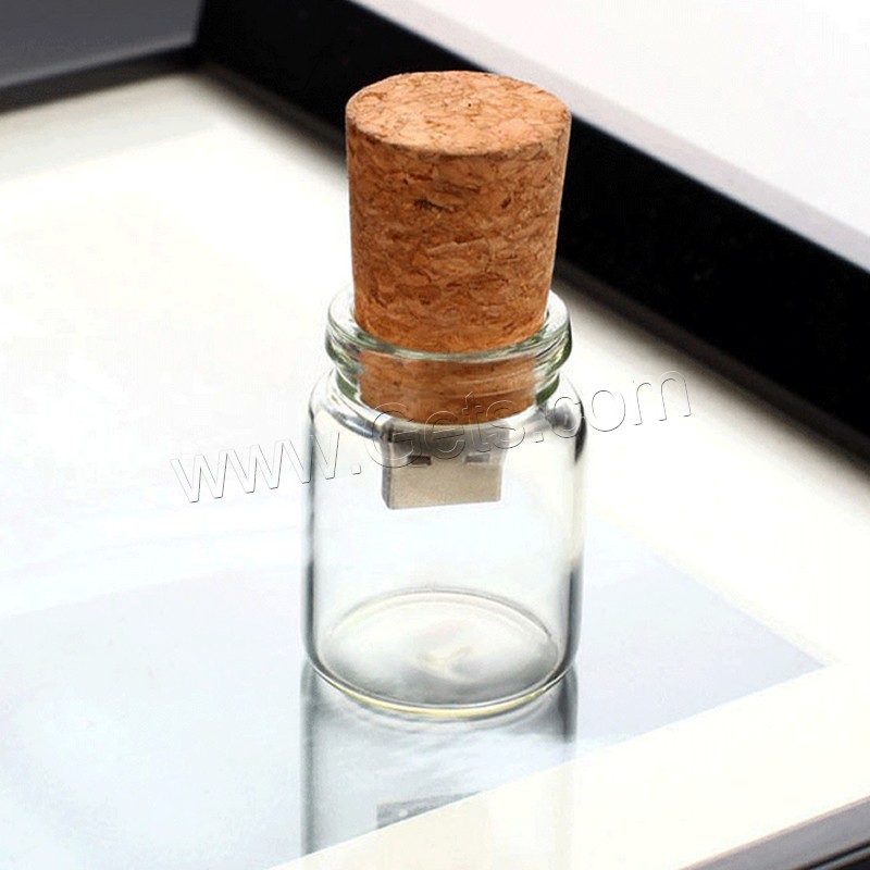USB флешка, деревянный, с Стеклянный, Бутылка, различные памяти для выбора, 30x60mm, продается Лот