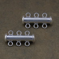 Sterling Silver Slide Lock Clasp, 925 Sterling Silver, Tube, plated Approx 2mm 