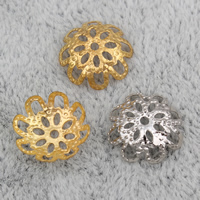 Eisen Perlenkappen, Blume, plattiert, keine, frei von Nickel, Blei & Kadmium, 9x3mm, Bohrung:ca. 1mm, 2000PCs/Tasche, verkauft von Tasche