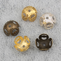 Eisen Perlenkappen, Blume, plattiert, keine, frei von Nickel, Blei & Kadmium, 8x5mm, Bohrung:ca. 1mm, 2000PCs/Tasche, verkauft von Tasche
