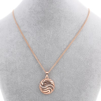 Zinc Alloy Iron Chain Necklace, with iron chain, with 7cm extender chain, Flat Round, rose gold color plated, twist oval chain & with rhinestone, nickel, lead & cadmium free Approx 16 Inch 