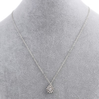 Zinc Alloy Iron Chain Necklace, with iron chain, with 6.5cm extender chain, Flower, platinum color plated, oval chain & with rhinestone, nickel, lead & cadmium free Approx 16 Inch 