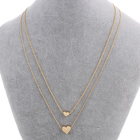 Fashion Multi Layer Necklace, Zinc Alloy, with iron chain, with 6.5cm extender chain, Heart, gold color plated, oval chain & , nickel, lead & cadmium free - Approx 16.5 Inch 