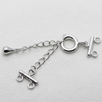 Brass Spring Ring Clasp, silver color plated, with connector bar & with extender chain & , nickel, lead & cadmium free 50mm Approx 2-5mm 