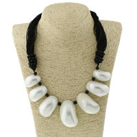 White Shell Necklace, with Nylon Cord, natural 15- Approx 21 Inch 